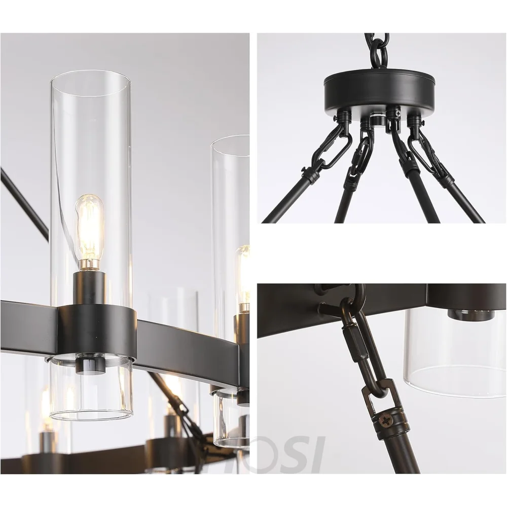 Copper plated modern glass lampshade chandelier