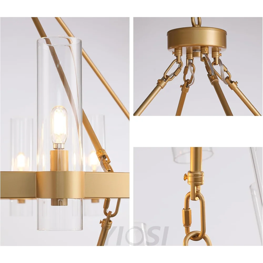 Copper plated modern glass lampshade chandelier
