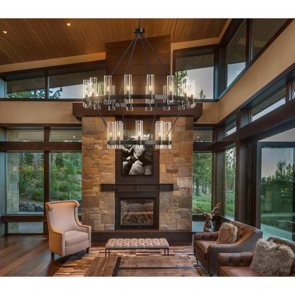 Copper plated modern glass lampshade chandelier