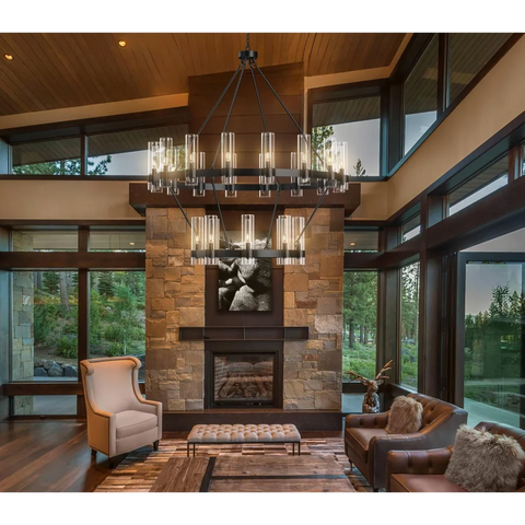 Copper plated modern glass lampshade chandelier