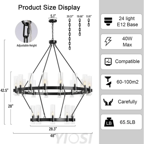 Copper plated modern glass lampshade chandelier