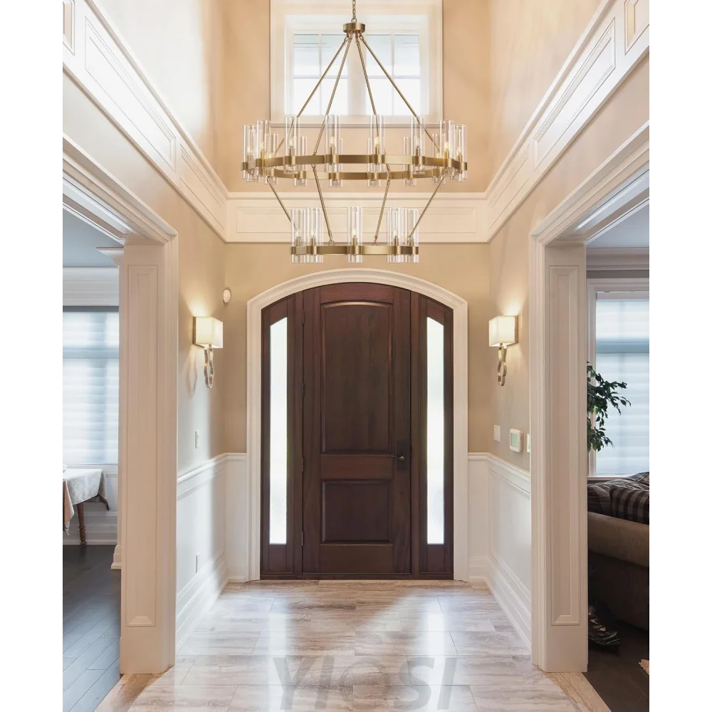 Copper plated modern glass lampshade chandelier