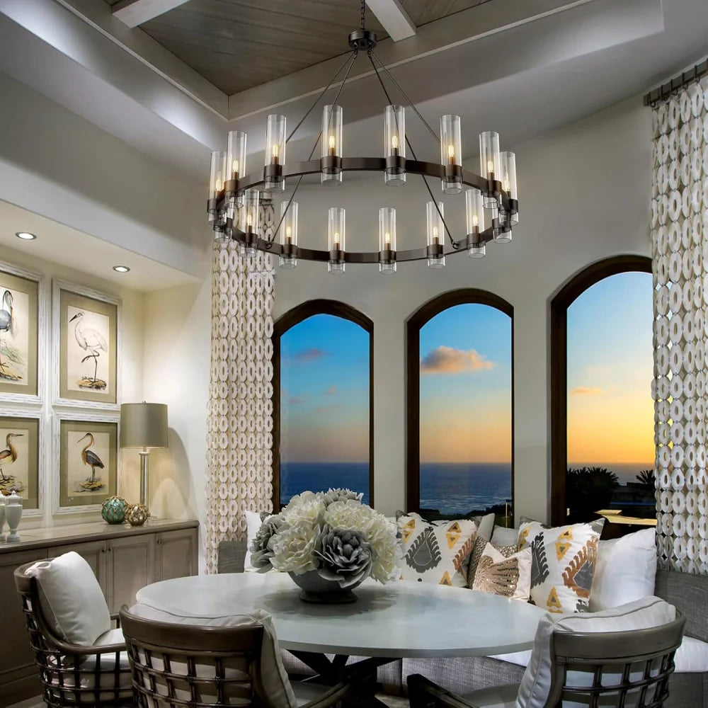 Copper plated modern glass lampshade chandelier