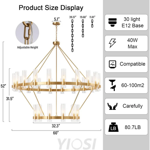 Copper plated modern glass lampshade chandelier