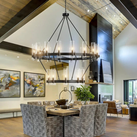 Copper plated modern glass lampshade chandelier
