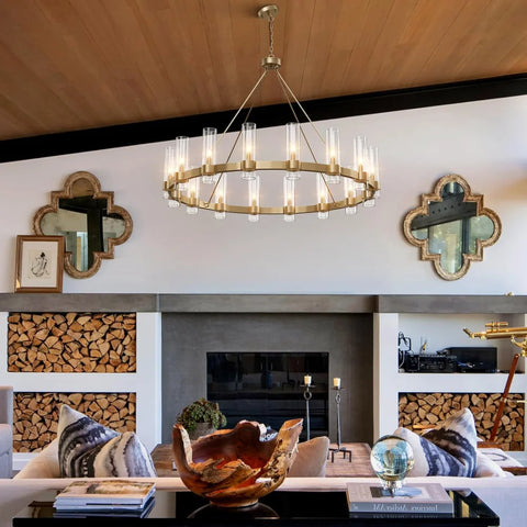 Copper plated modern glass lampshade chandelier