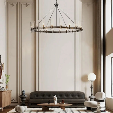Copper plated modern glass lampshade chandelier
