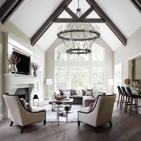 Copper plated modern glass lampshade chandelier