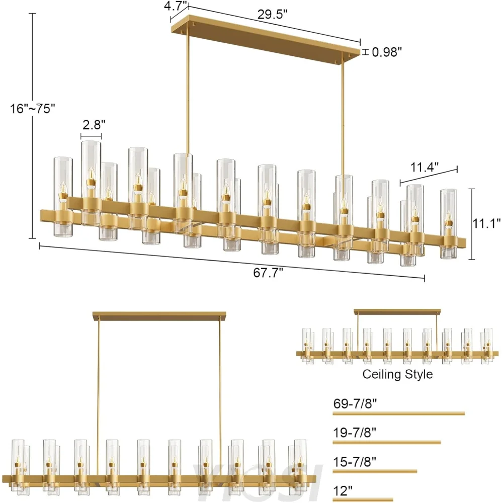 Copper plated modern glass lampshade chandelier
