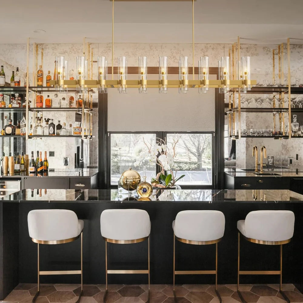 Copper plated modern glass lampshade chandelier