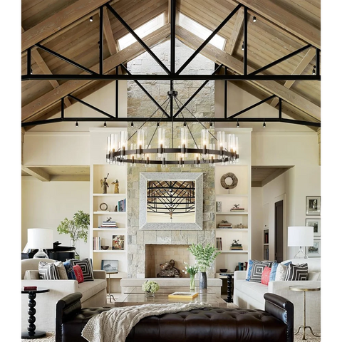 Copper plated modern glass lampshade chandelier