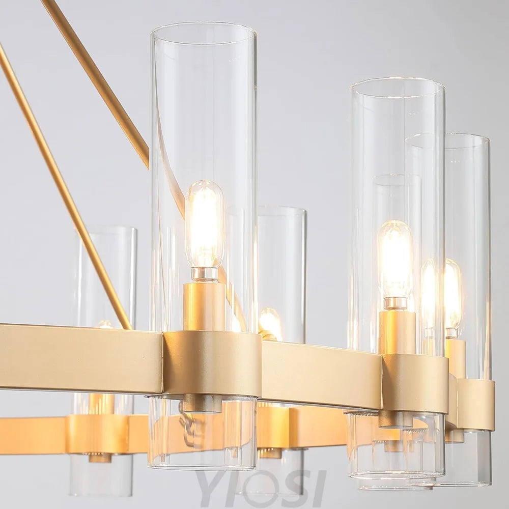 Copper plated modern glass lampshade chandelier