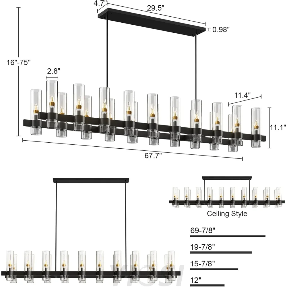 Copper plated modern glass lampshade chandelier