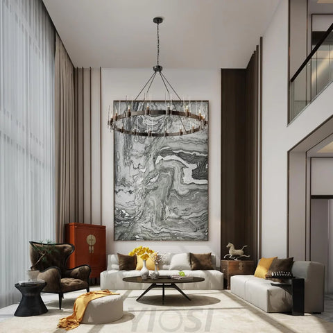 Copper plated modern glass lampshade chandelier