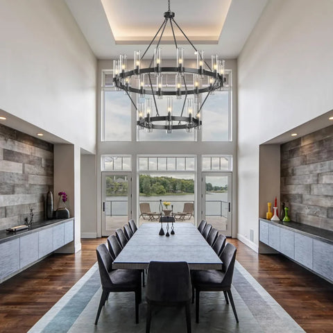 Copper plated modern glass lampshade chandelier