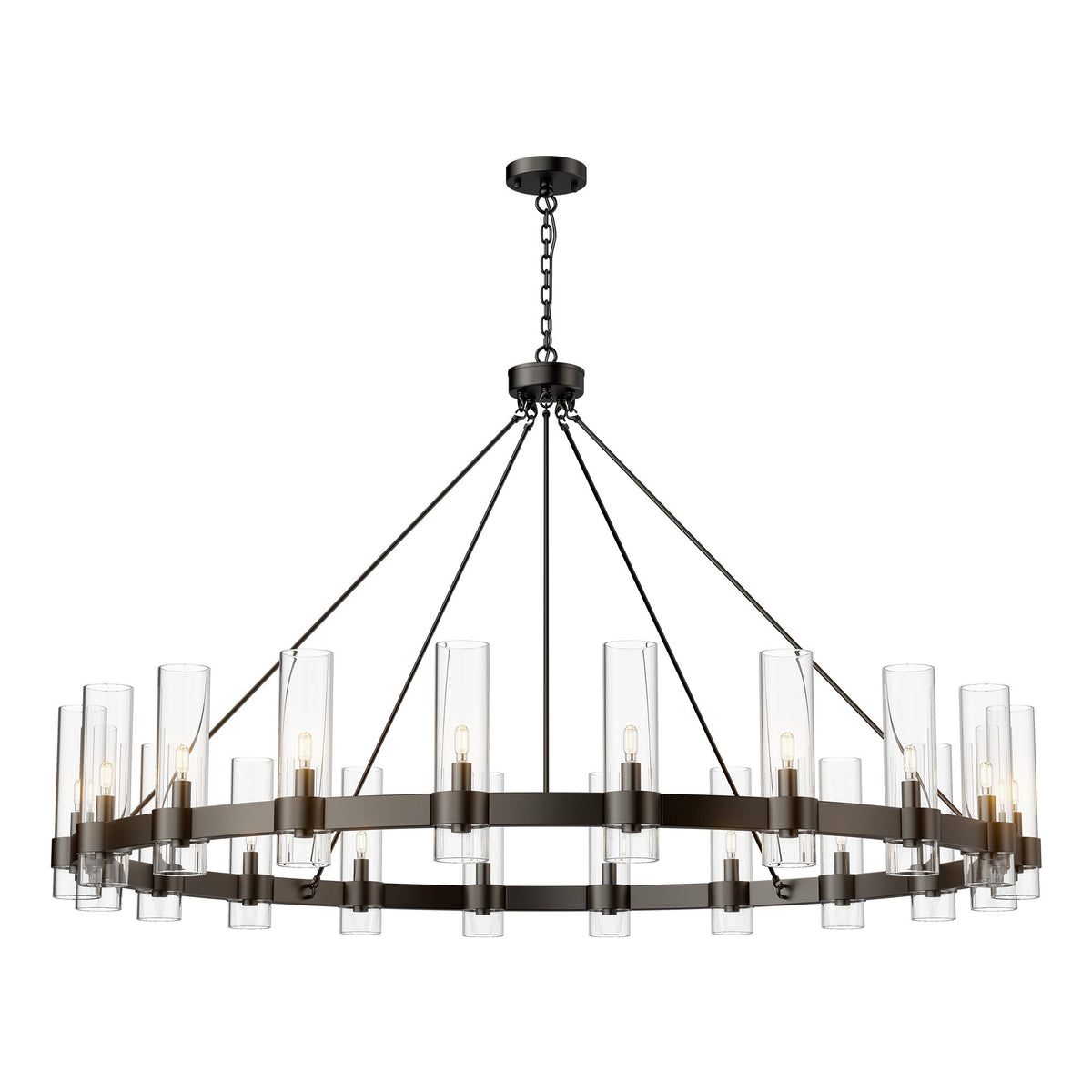 Copper plated modern glass lampshade chandelier 60in 1 Tier / Black