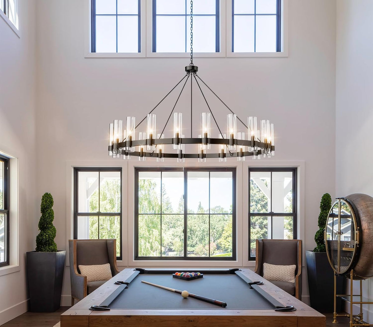 Copper plated modern glass lampshade chandelier