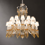 Corlea Amber Tiered Crystal 24-Light Chandelier 42.5" on a dark olive wall