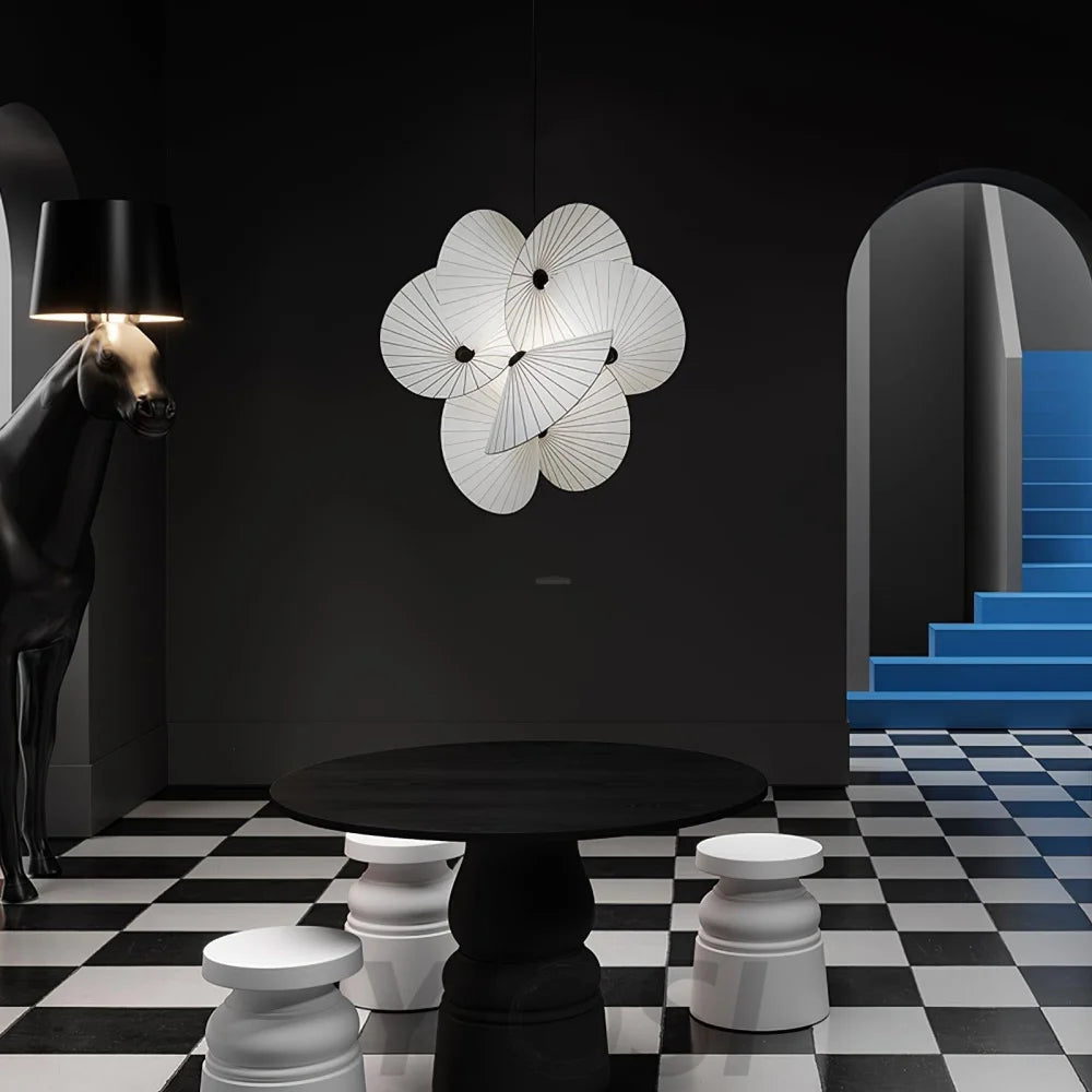 Cory Scalloped Pendant ∅ 18.1″ x H 23.6″ / Dia 46cm x H 60cm / Black & White Pendant light
