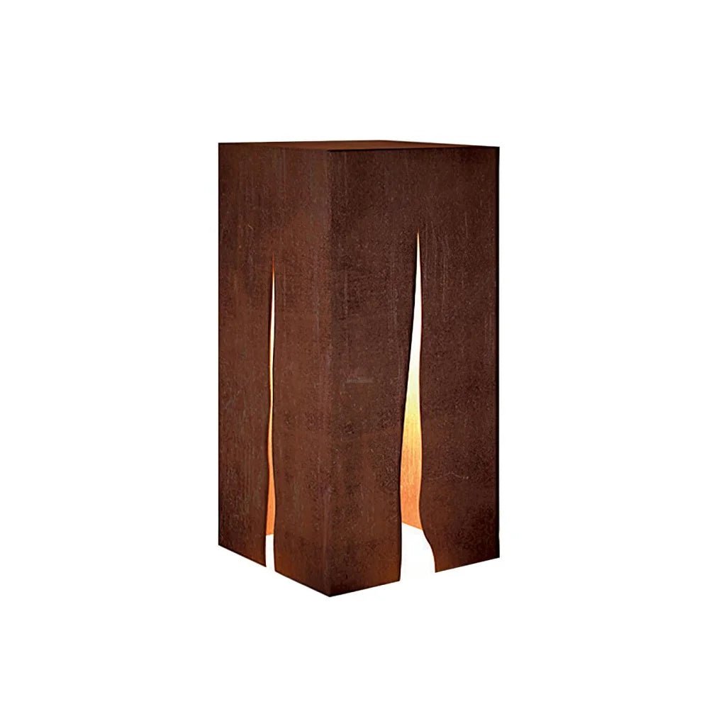 Crack Cube Garden Light ∅ 11.8″ ∅ 11.8″ x H 23.6″ / Dia 30cm x H 60cm / Rust Color / Warm Light Table lamp