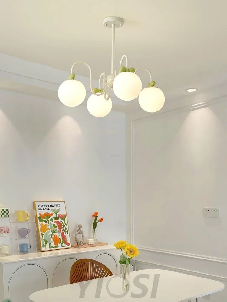 Cream Cherry Chandelier with 4/5/6/8 heads - Bend-1-Yiosilamp