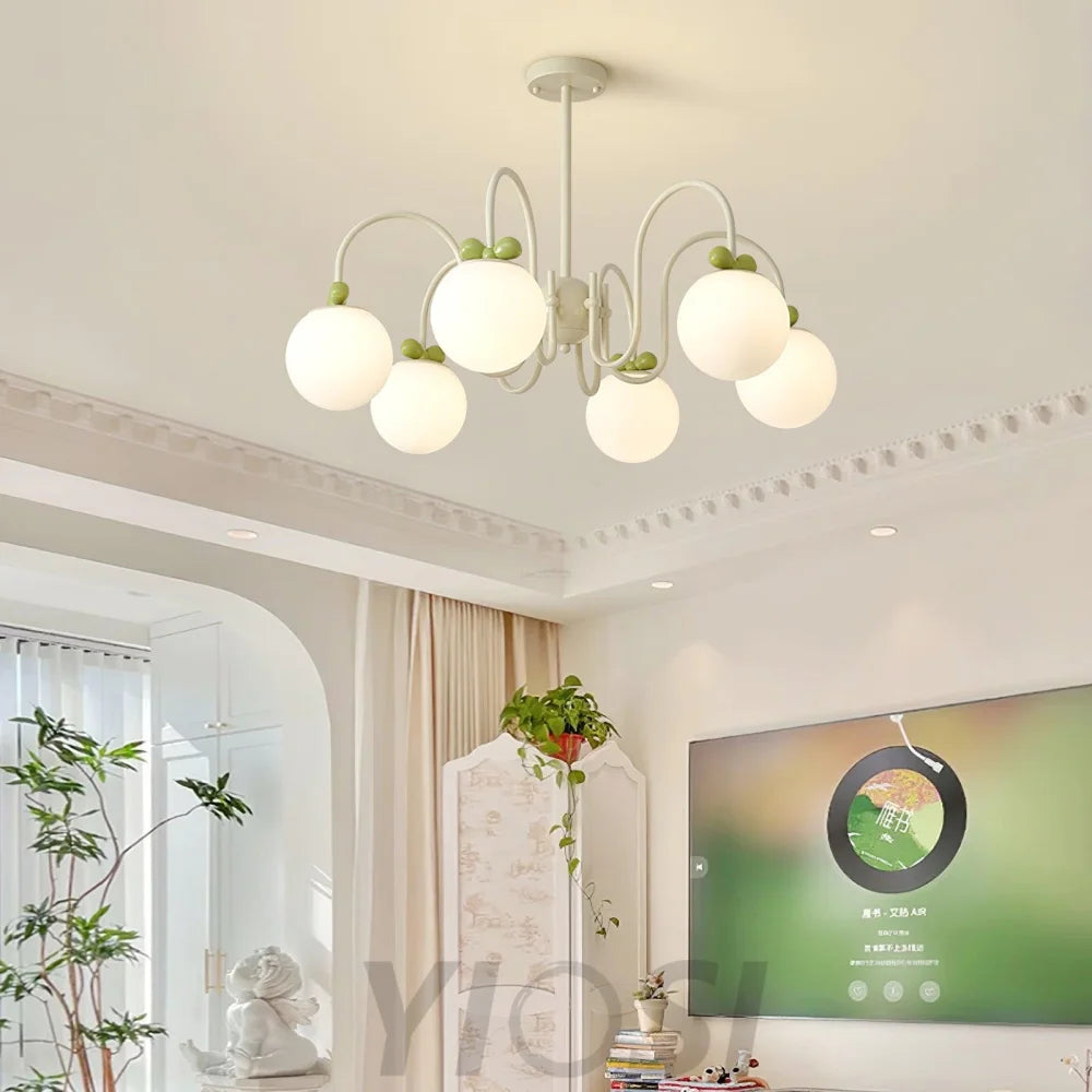 Cream Cherry Chandelier with 4/5/6/8 heads - Bend-1-Yiosilamp