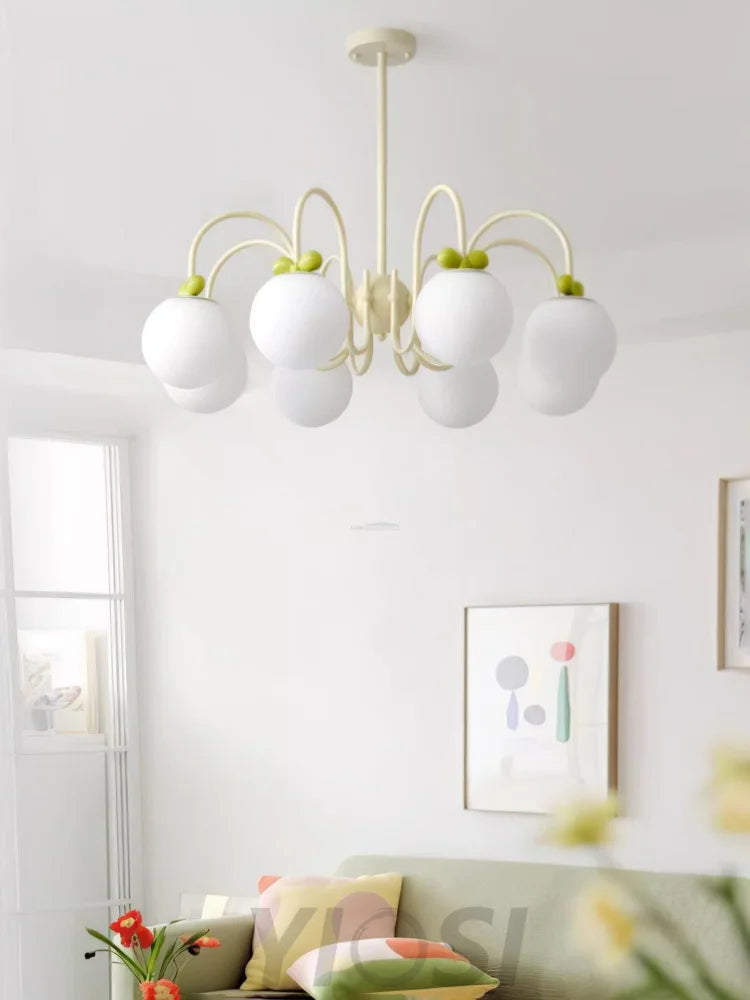 Cream Cherry Chandelier with 4/5/6/8 heads - Bend-1-Yiosilamp