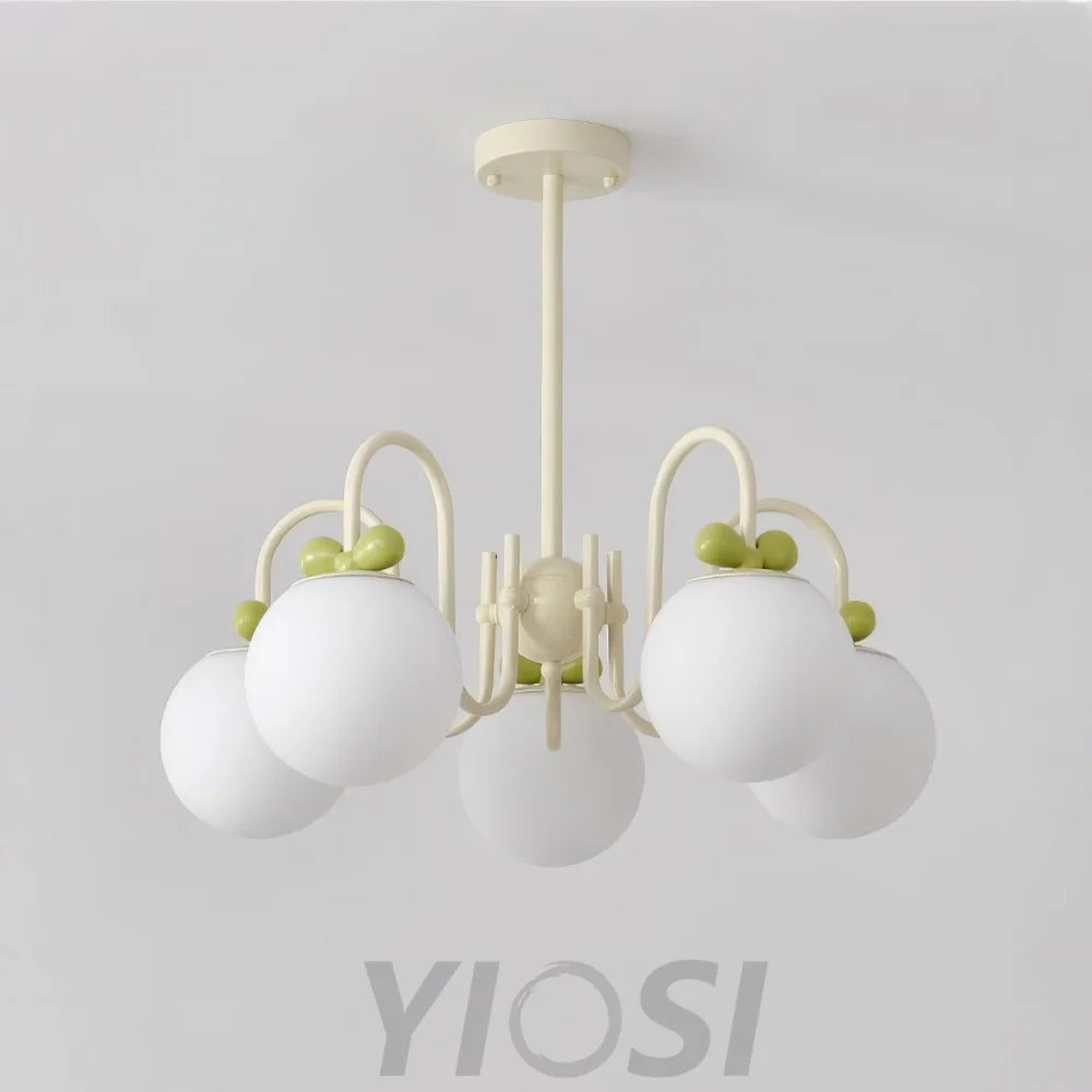 Cream Cherry Chandelier with 4/5/6/8 heads - Bend-1-Yiosilamp