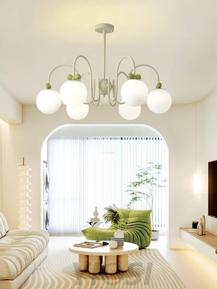 Cream Cherry Chandelier with 4/5/6/8 heads - Bend-1-Yiosilamp