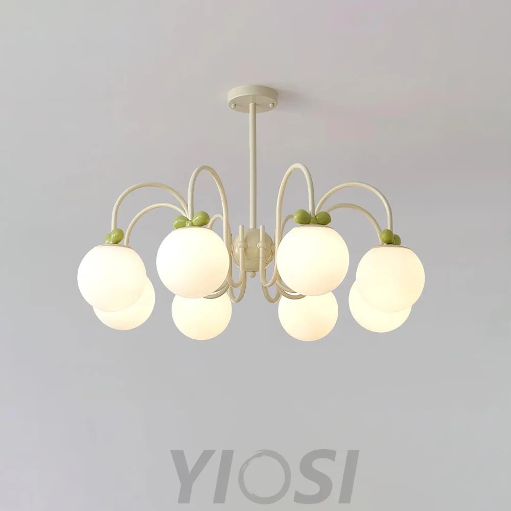 Cream Cherry Chandelier with 4/5/6/8 heads - Bend-1-Yiosilamp