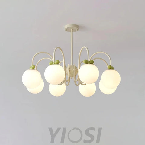 Cream Cherry Chandelier with 4/5/6/8 heads - Bend-1-Yiosilamp