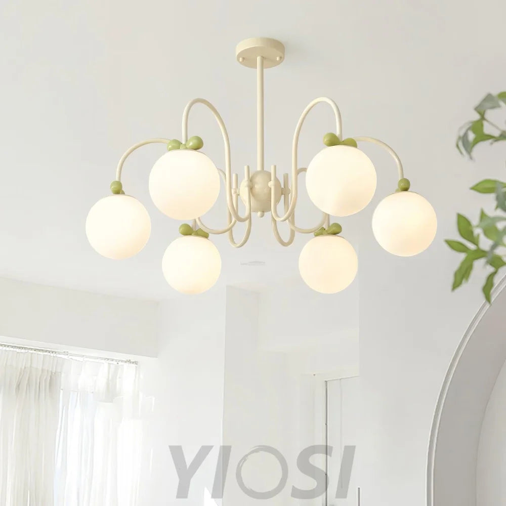 Cream Cherry Chandelier with 4/5/6/8 heads - Bend-1-Yiosilamp