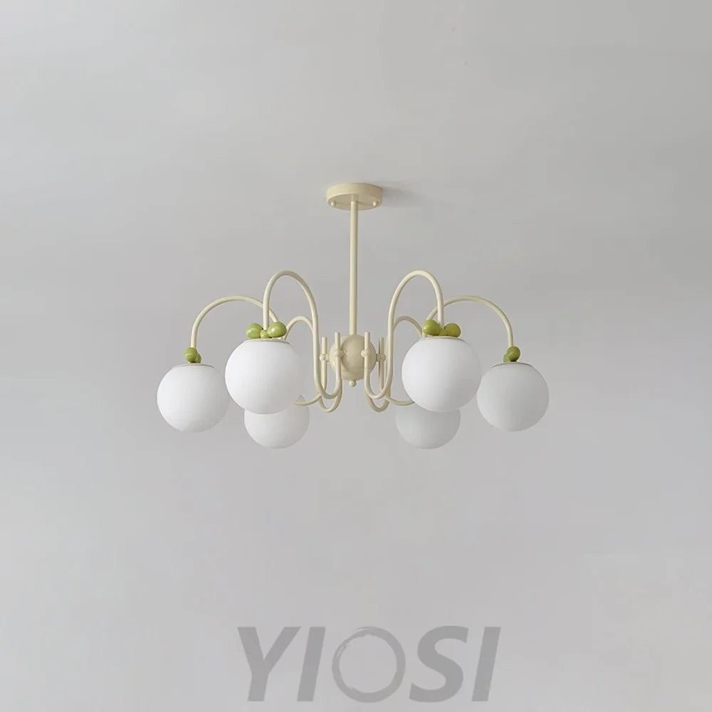 Cream Cherry Chandelier with 4/5/6/8 heads - Bend-1-Yiosilamp