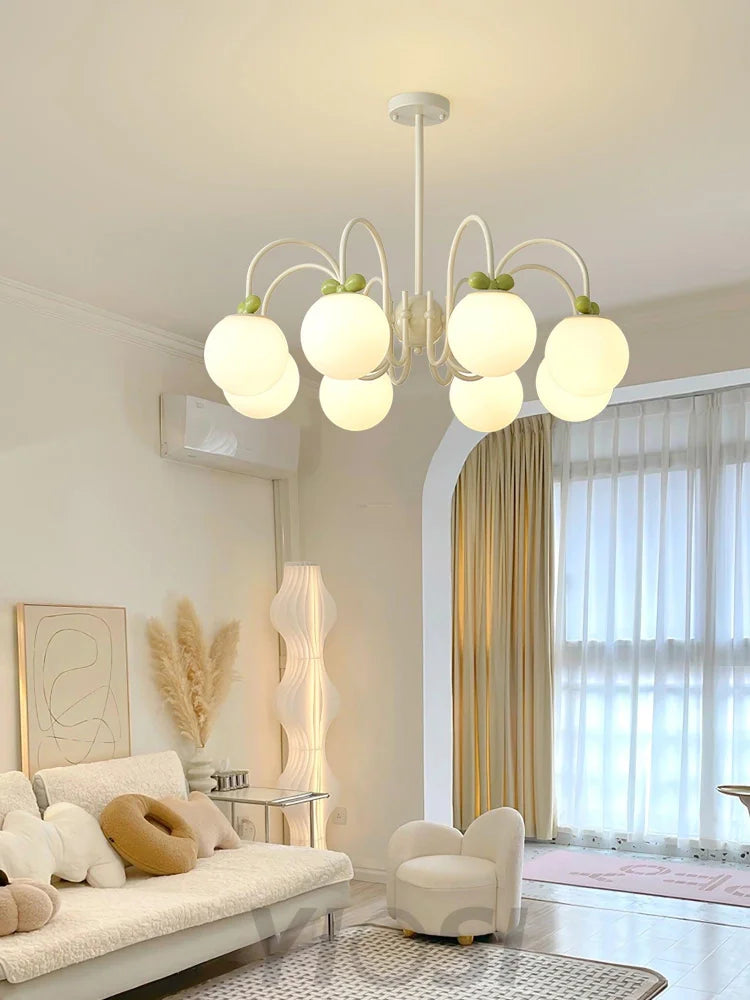 Cream Cherry Chandelier with 4/5/6/8 heads - Bend-1-Yiosilamp