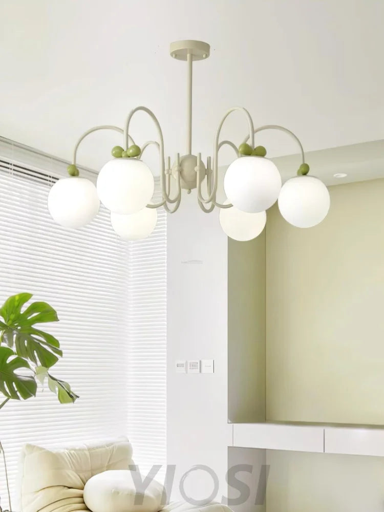 Cream Cherry Chandelier with 4/5/6/8 heads - Bend-1-Yiosilamp