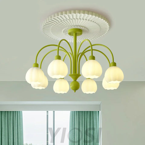 Cream Pumpkin Ball Chandelier with 4/5/6/8 heads - Zahara-1-Yiosilamp