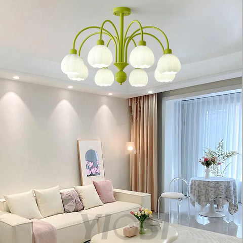 Cream Pumpkin Ball Chandelier with 4/5/6/8 heads - Zahara-1-Yiosilamp