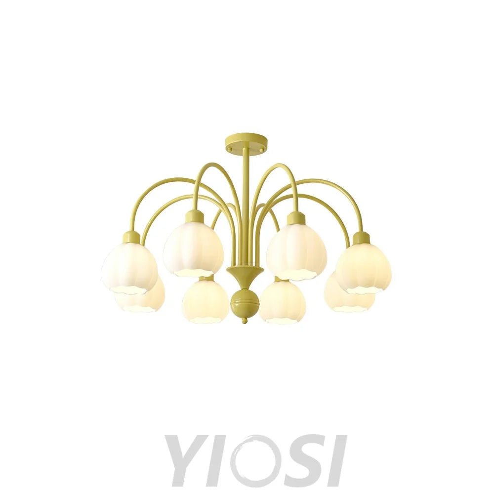 Cream Pumpkin Ball Chandelier with 4/5/6/8 heads - Zahara-1-Yiosilamp
