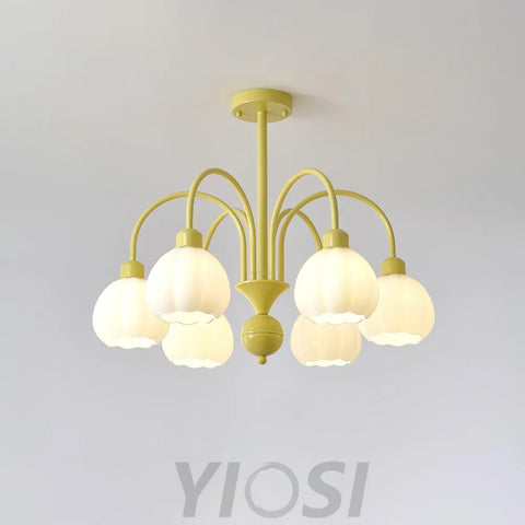 Cream Pumpkin Ball Chandelier with 4/5/6/8 heads - Zahara-1-Yiosilamp