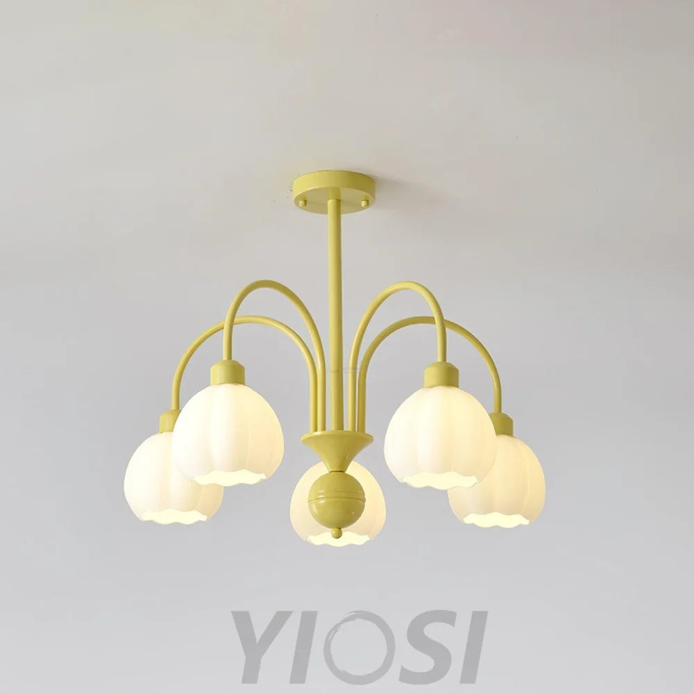 Cream Pumpkin Ball Chandelier with 4/5/6/8 heads - Zahara-1-Yiosilamp