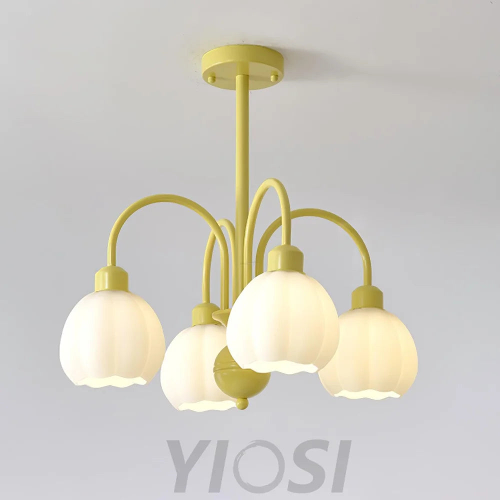 Cream Pumpkin Ball Chandelier with 4/5/6/8 heads - Zahara-1-Yiosilamp