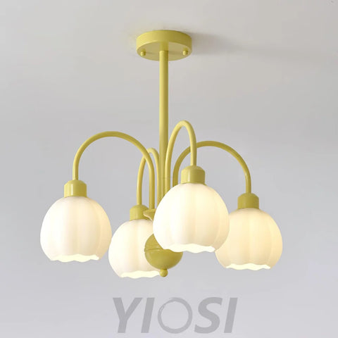 Cream Pumpkin Ball Chandelier with 4/5/6/8 heads - Zahara-1-Yiosilamp