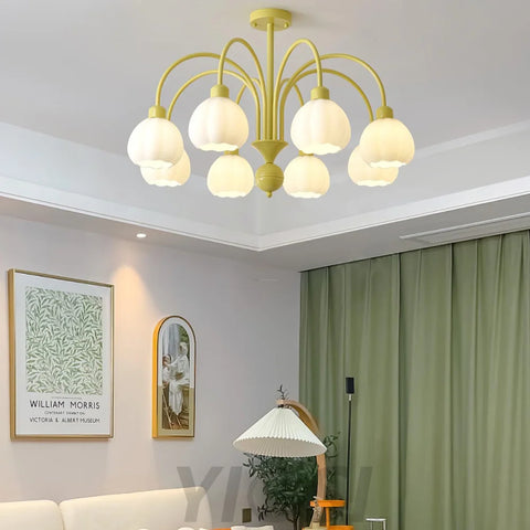 Cream Pumpkin Ball Chandelier with 4/5/6/8 heads - Zahara-1-Yiosilamp