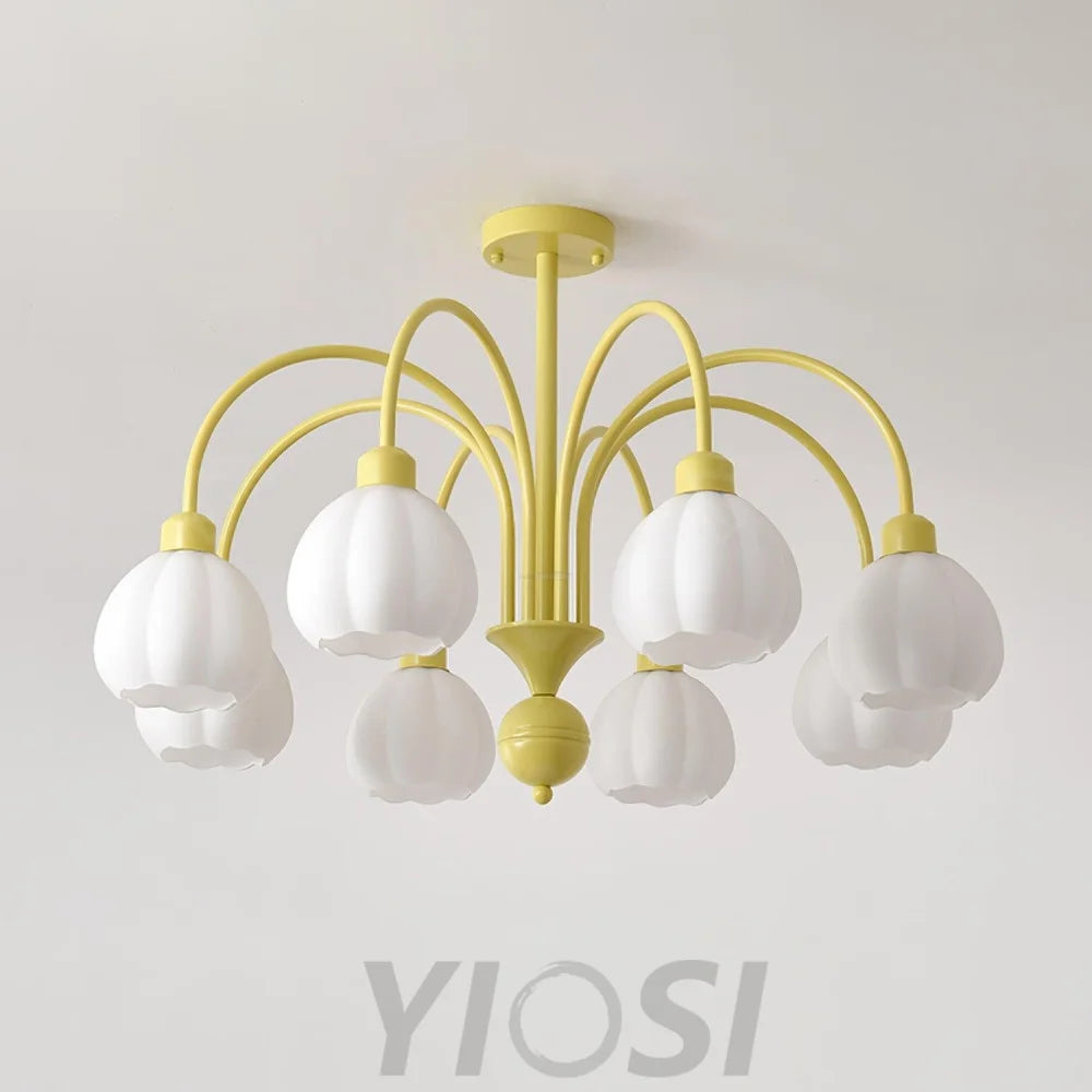 Cream Pumpkin Ball Chandelier with 4/5/6/8 heads - Zahara-1-Yiosilamp
