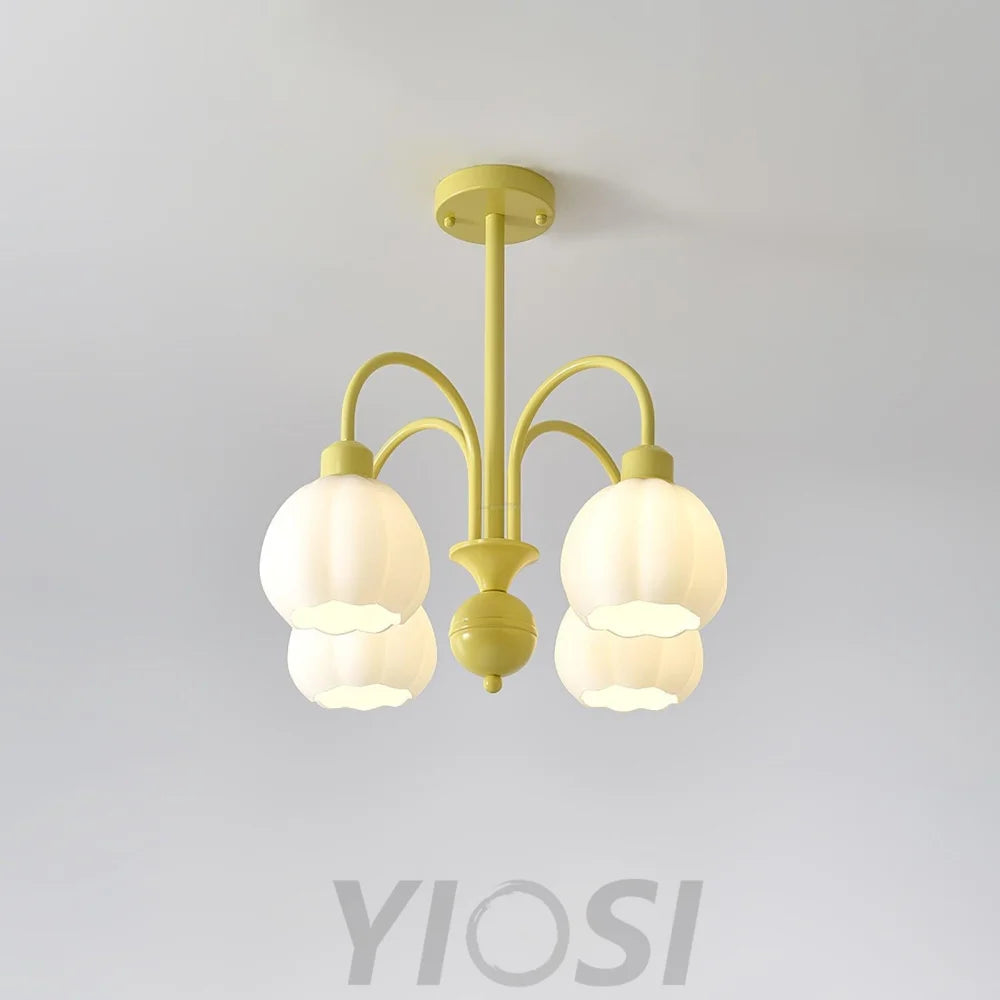 Cream Pumpkin Ball Chandelier with 4/5/6/8 heads - Zahara-1-Yiosilamp