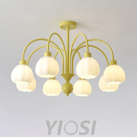 Cream Pumpkin Ball Chandelier with 4/5/6/8 heads - Zahara-1-Yiosilamp