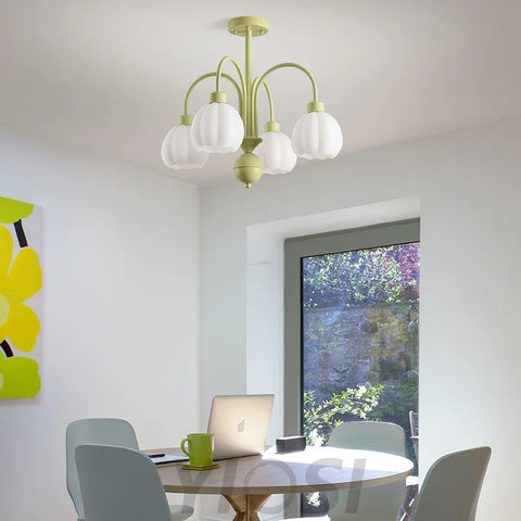 Cream Pumpkin Ball Chandelier with 4/5/6/8 heads - Zahara-1-Yiosilamp