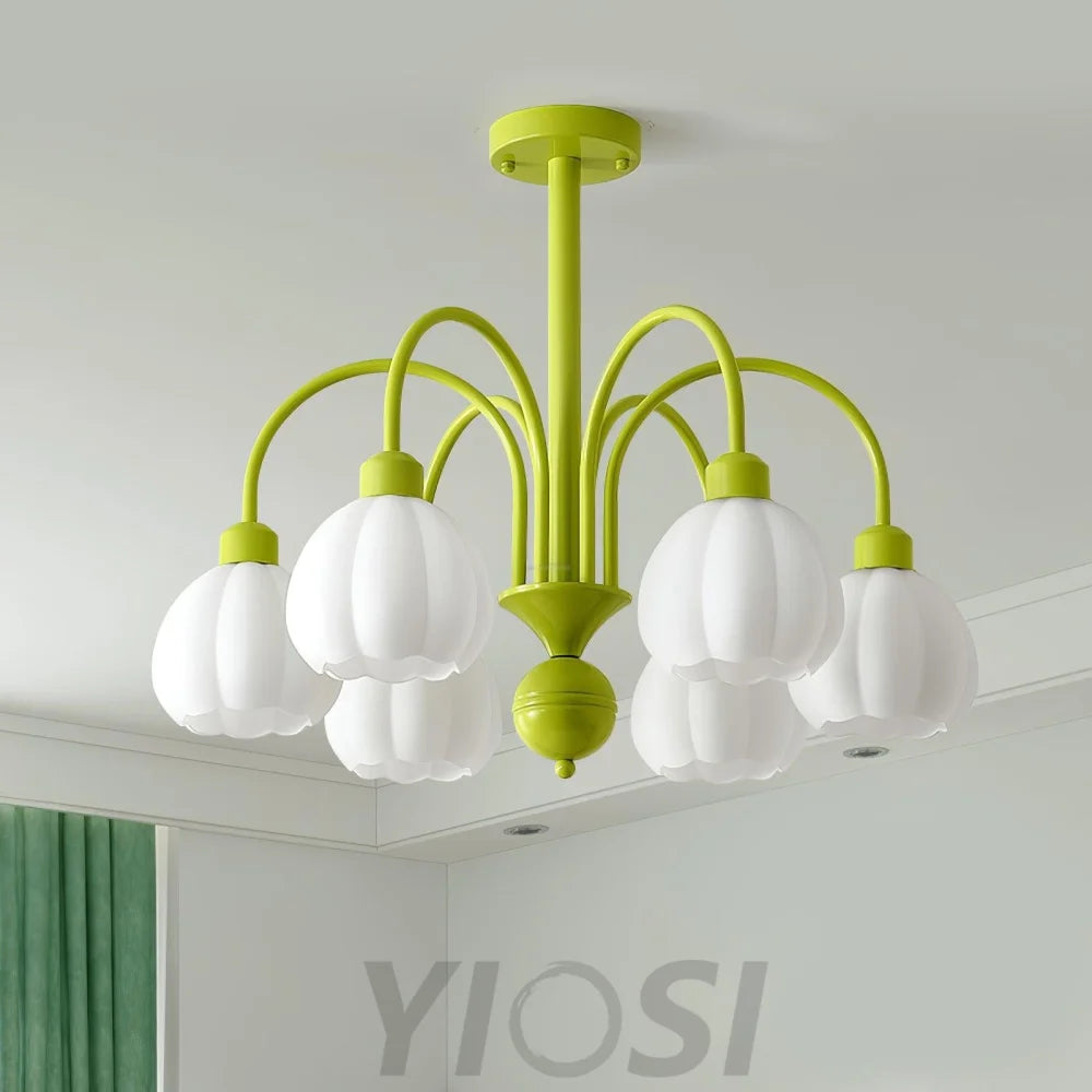 Cream Pumpkin Ball Chandelier with 4/5/6/8 heads - Zahara-1-Yiosilamp