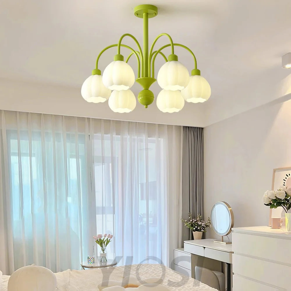 Cream Pumpkin Ball Chandelier with 4/5/6/8 heads - Zahara-1-Yiosilamp