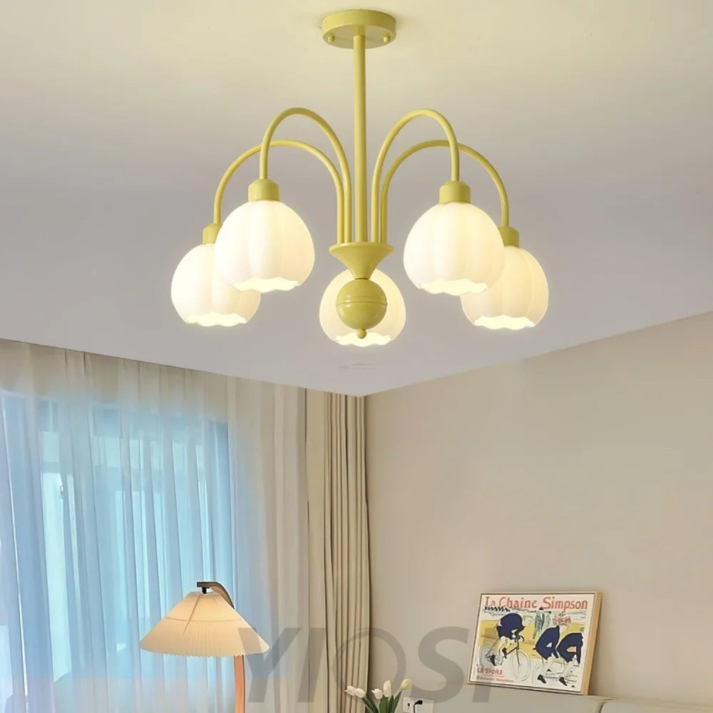 Cream Pumpkin Ball Chandelier with 4/5/6/8 heads - Zahara-1-Yiosilamp